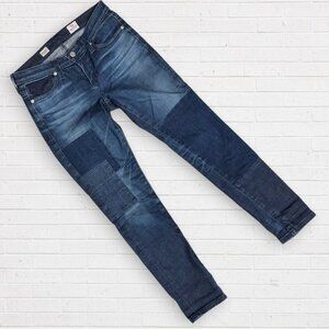 AG Adriano Goldschmied Anthropologie Stevie Ankle Slim Straight Patchwork Jeans